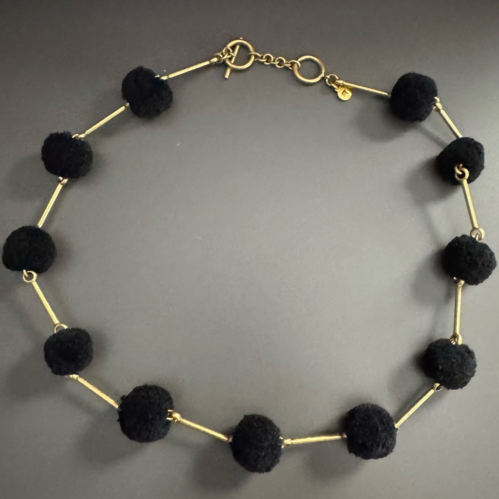 Madewell Pom Pom Black and Gold Necklace
